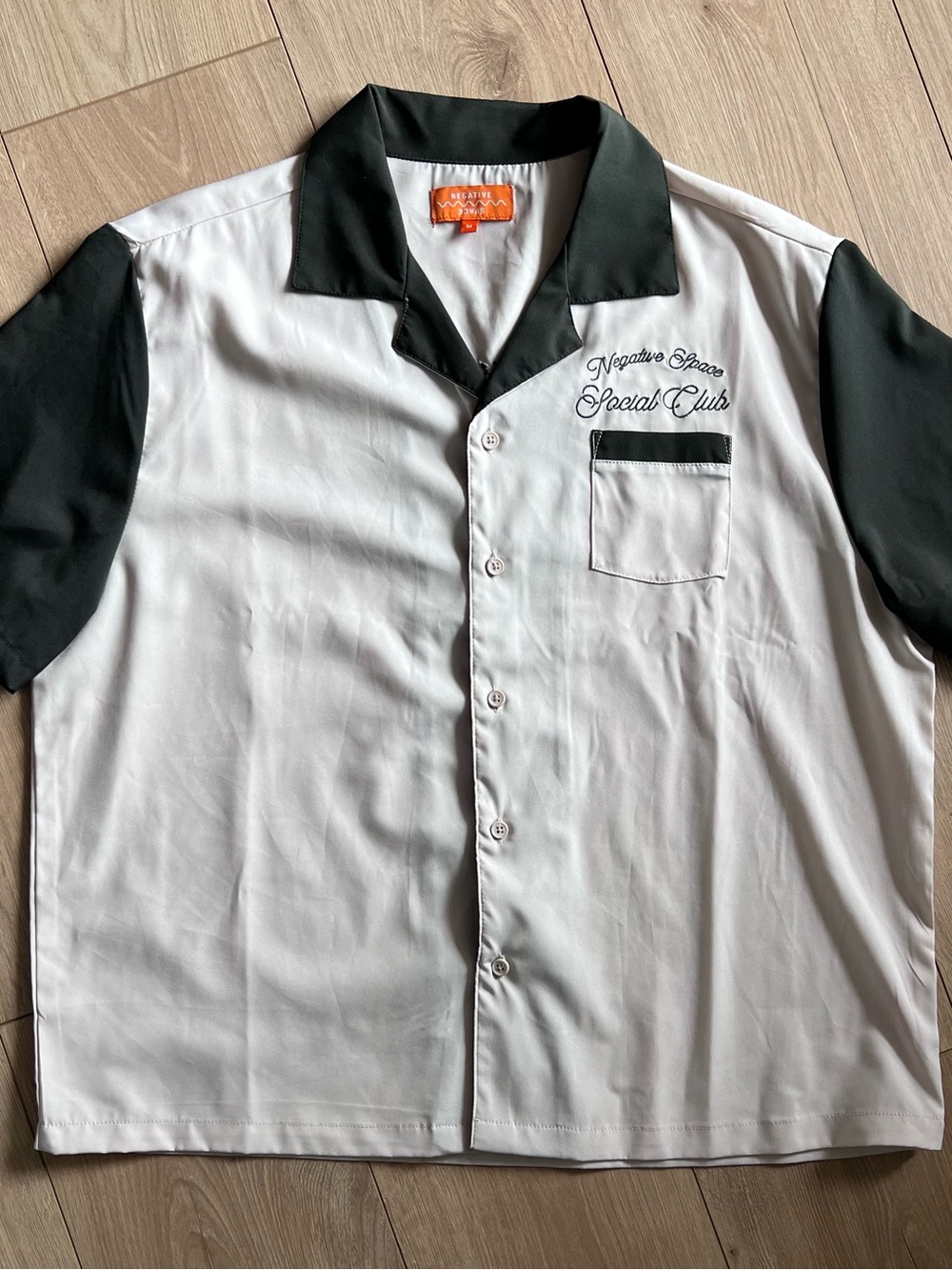 Men's Short-Sleeve Bowling Shirt - White/Black